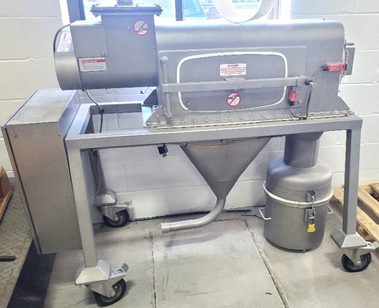 used Gericke model CSM722 Inline Centrifugal/Rotary Sifter. Stainless Steel construction on a portable stainless stand.  Vacuum rated. Last used in a food plant (powder)in a sanitary application. 